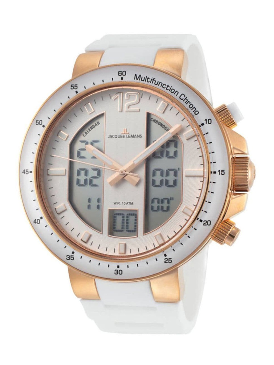 

Jacques Lemans Men Printed Straps Analogue and Digital Watch 1-1726E, Silver