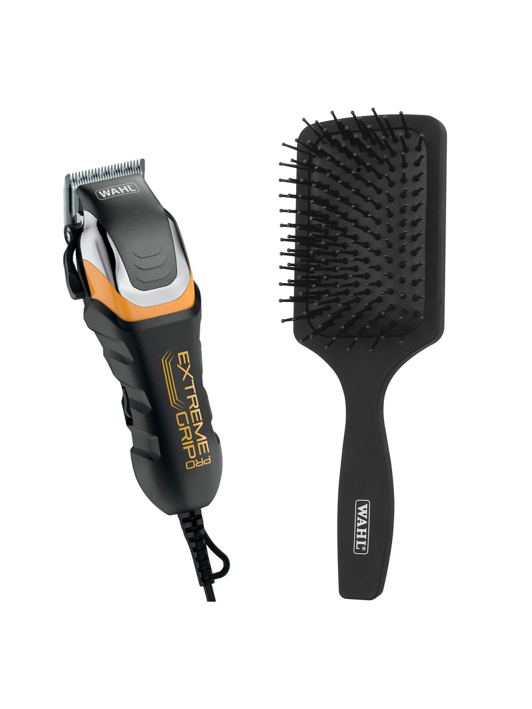 

WAHL Set of Handbag Size Paddle Brush & 79465-224 Extreme Grip Trimmer, Black