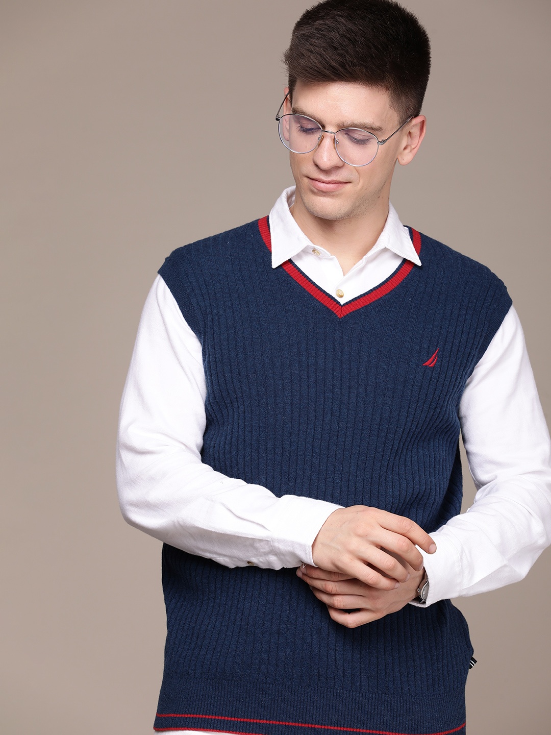 

Nautica Ribbed Sweater Vest, Navy blue