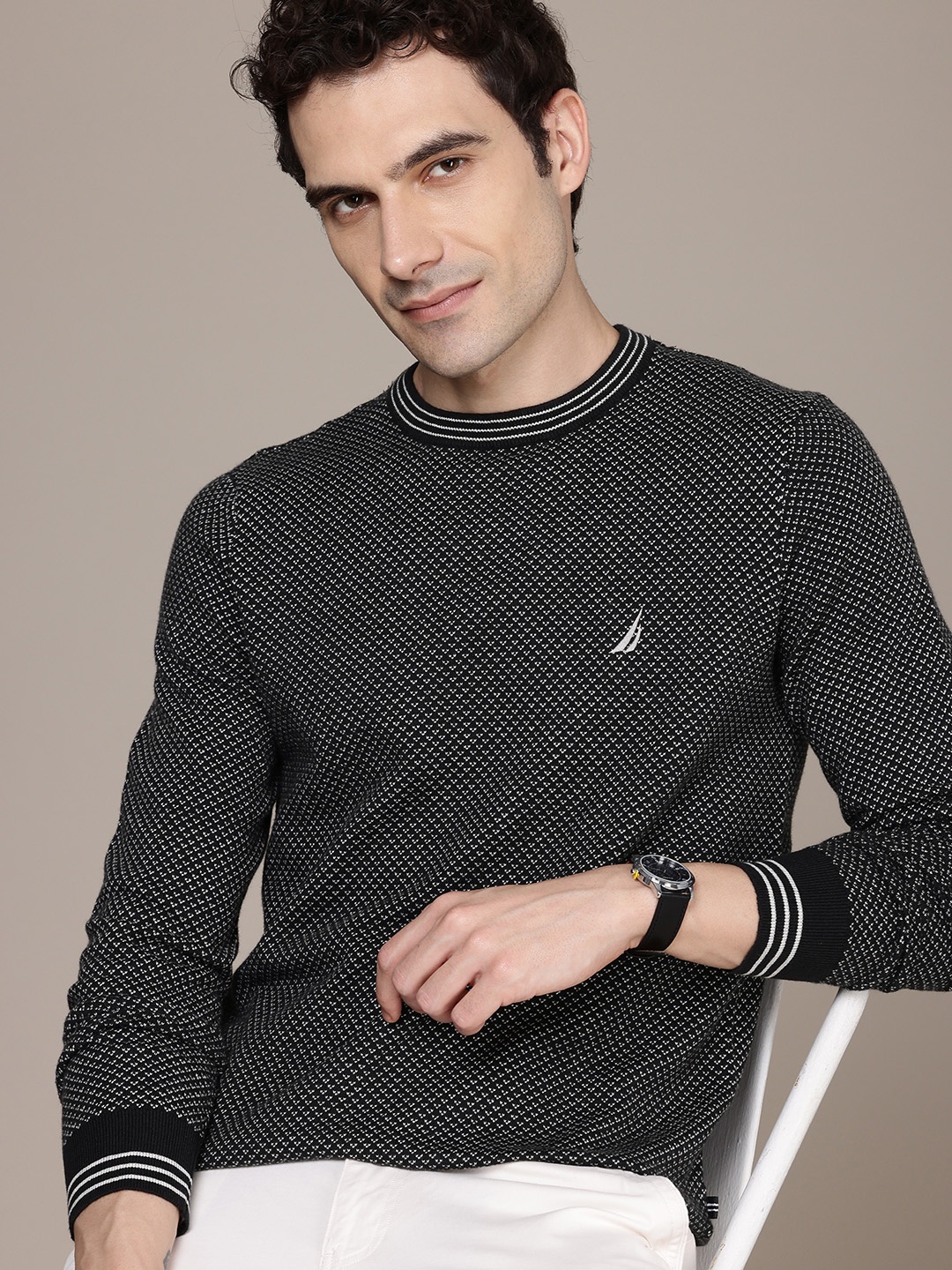 

Nautica Self Geometric Pullover Sweaters, Charcoal