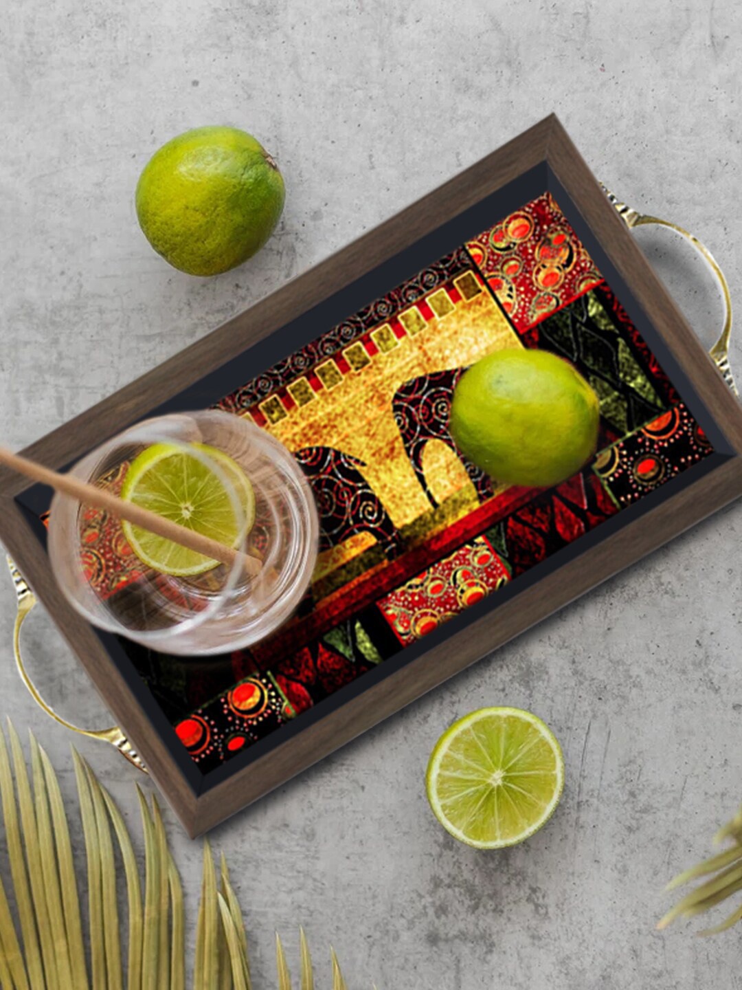 

PAPER PLANE DESIGN Brown & Yellow Printed Wooden Serving Tray