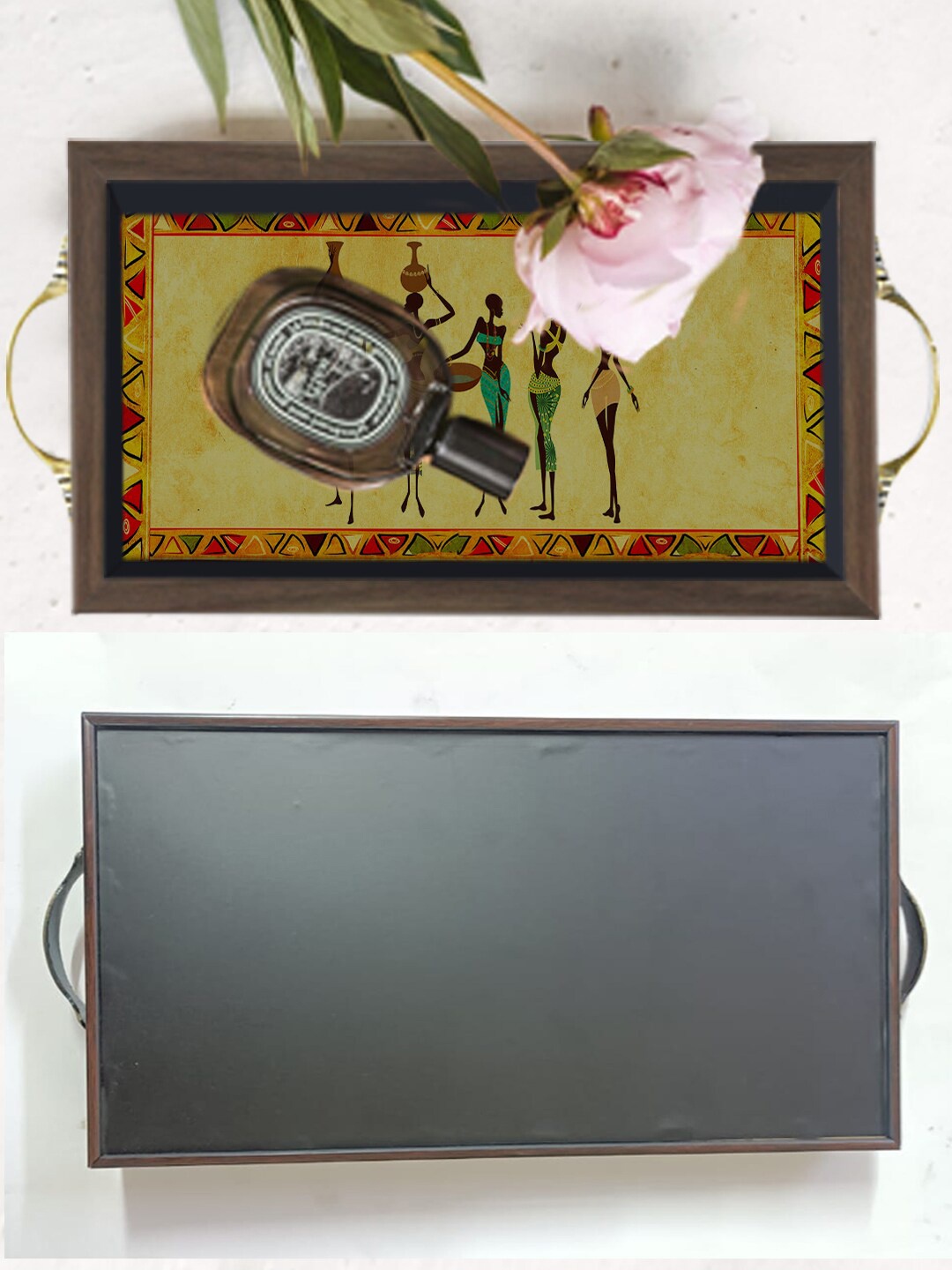 

PAPER PLANE DESIGN Brown & Green Printed Wooden Serving Tray