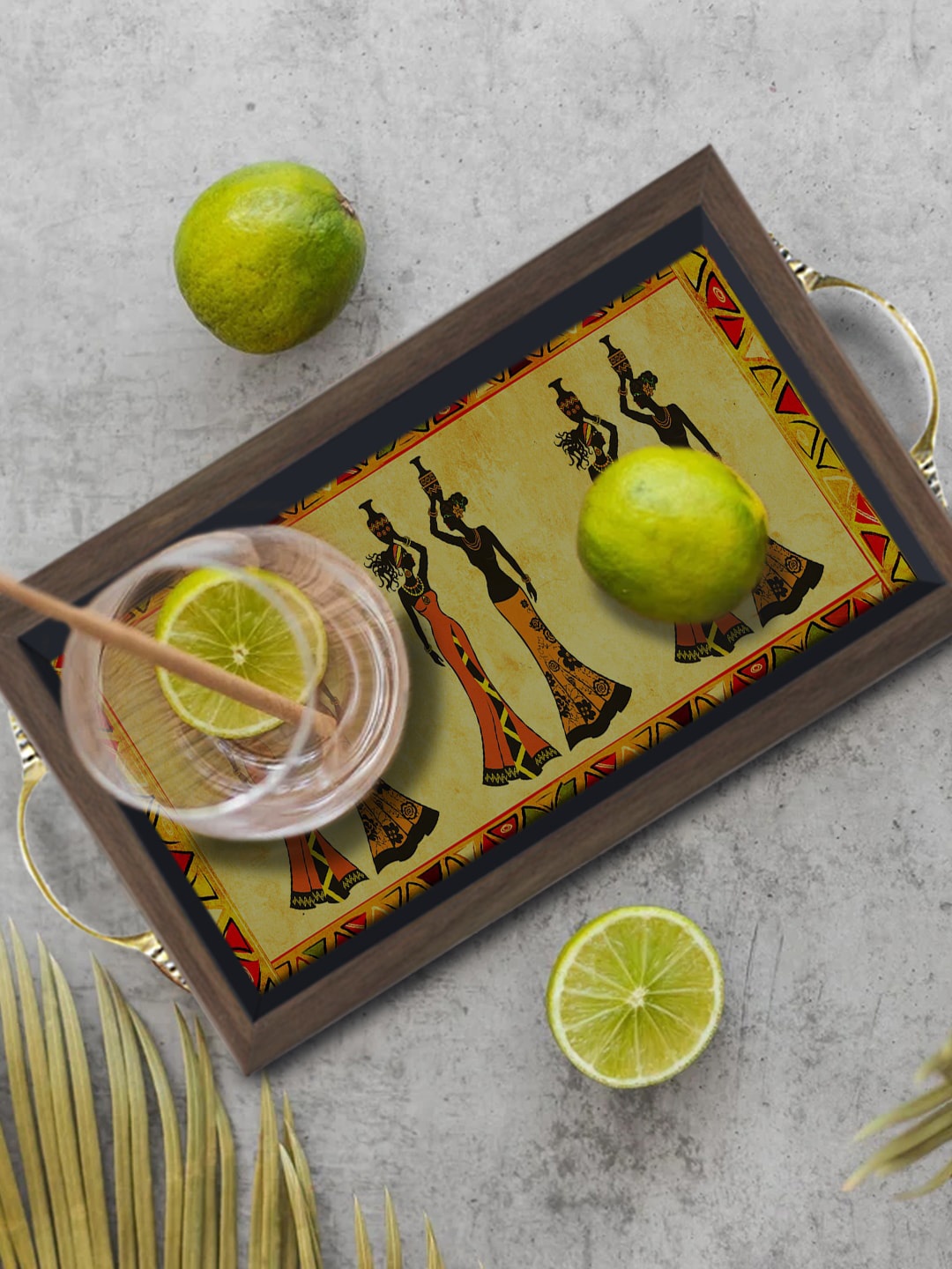 

PAPER PLANE DESIGN Brown & Orange Printed Wooden Serving Tray