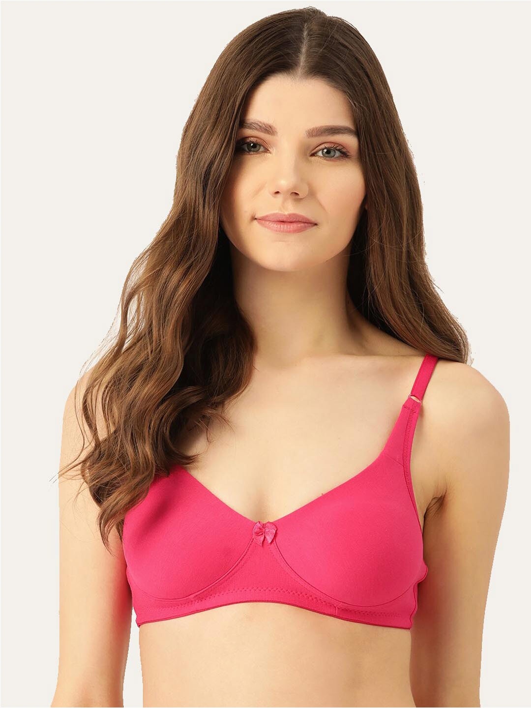 

Lady Lyka Non-Padded Non-Wired Medium Coverage Seamless All Day Comfort Cotton T-shirt Bra, Fuchsia