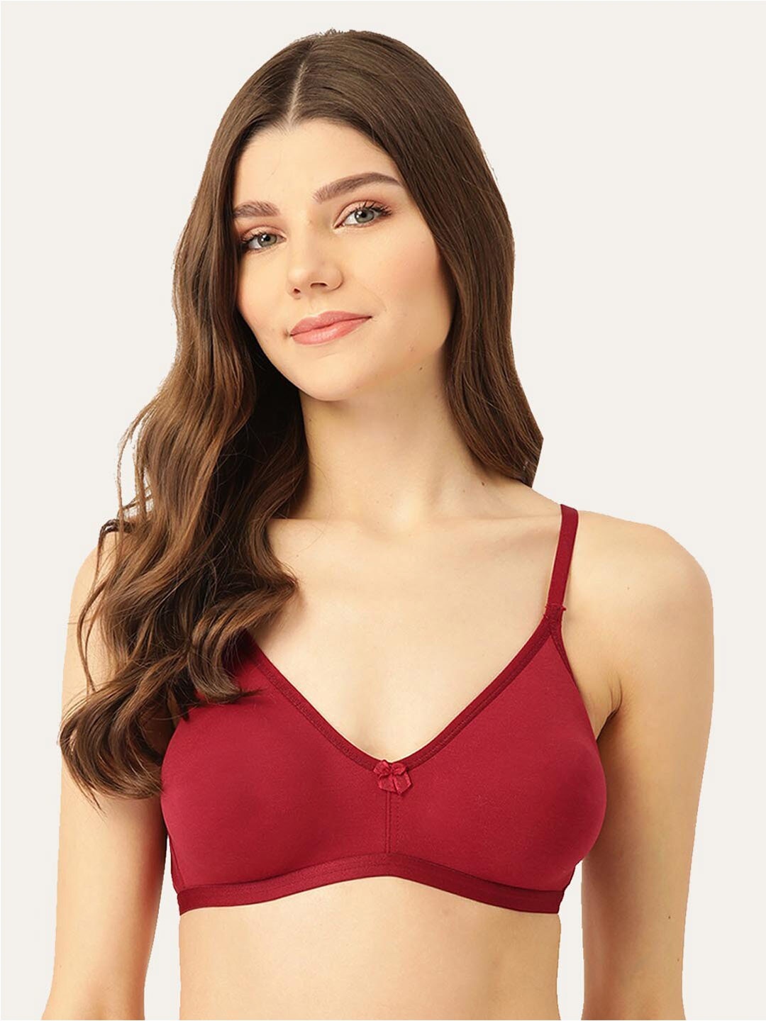 

Lady Lyka Non-Padded Non-Wired Medium Coverage Seamless All Day Comfort Cotton T-shirt Bra, Maroon