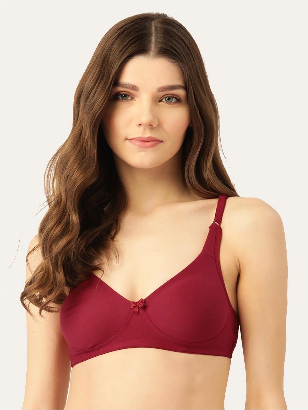 

Lady Lyka Non-Padded Non-Wired Medium Coverage Seamless All Day Comfort Cotton T-shirt Bra, Maroon
