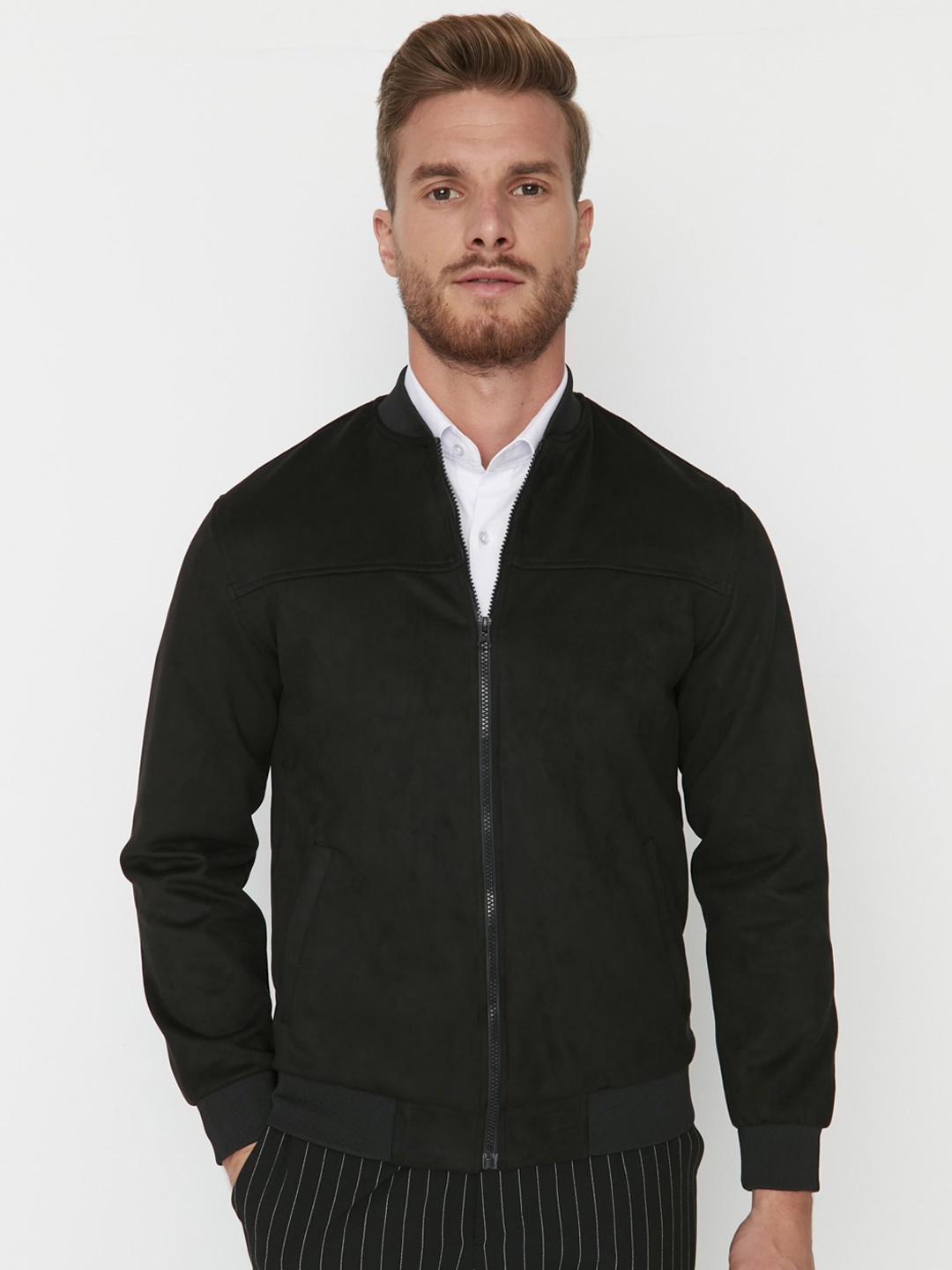 

Trendyol Henley Collar Bomber Jacket, Black