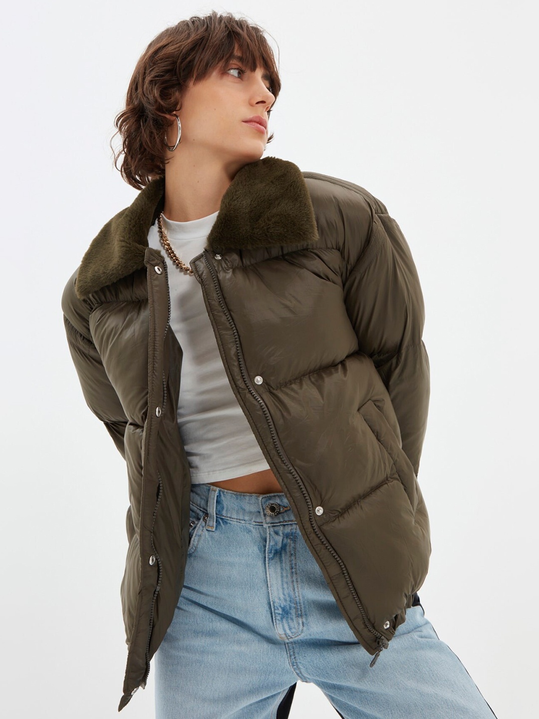 

Trendyol Women Regular Puffer Jacket, Olive