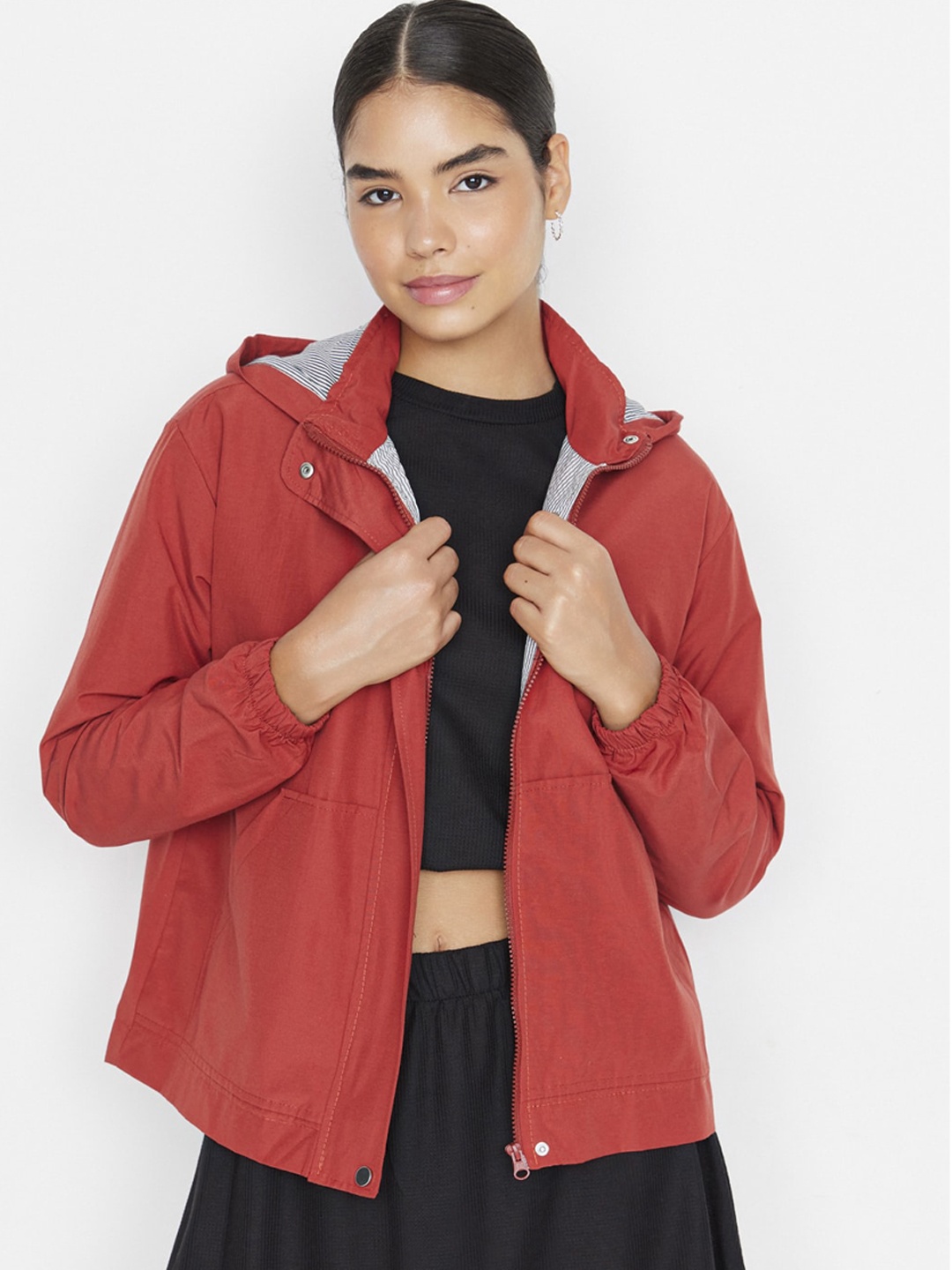 

Trendyol Hooded Bomber Jacket, Rust
