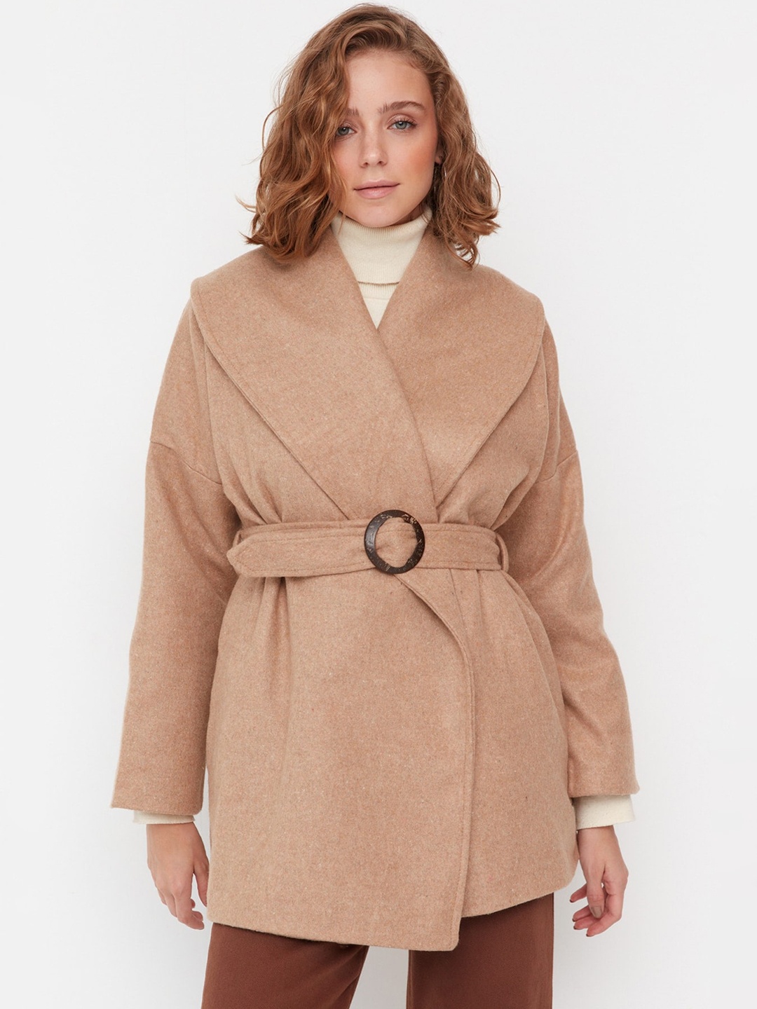 

Trendyol Women Belted Trench Coat, Beige