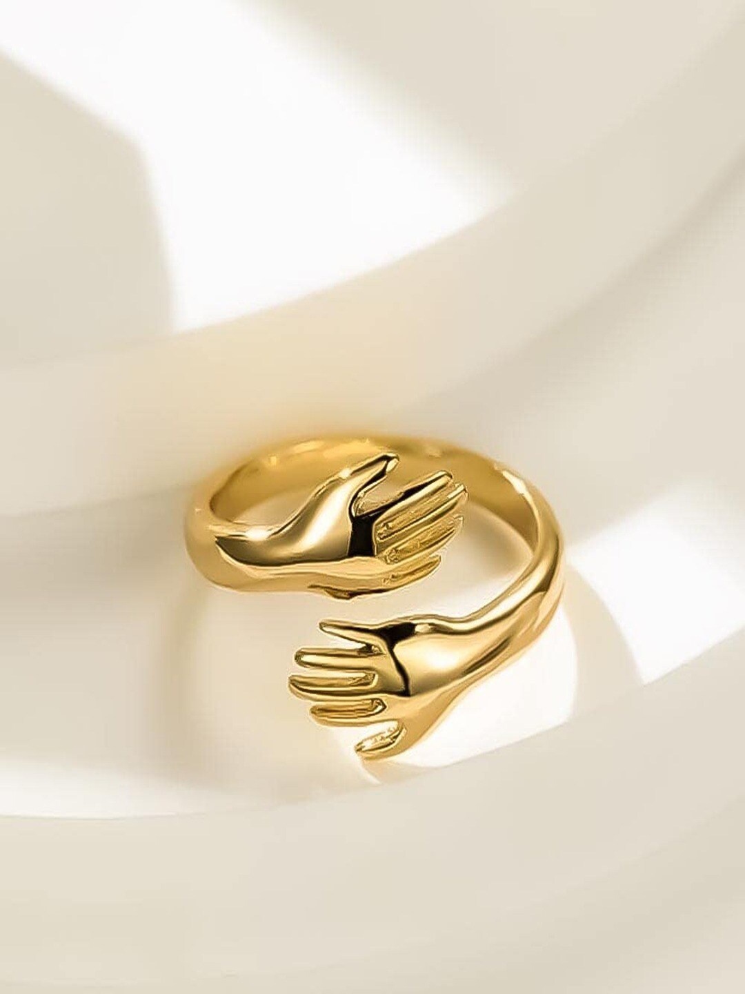 

UNIVERSITY TRENDZ Gold-Plated Adjustable Hug Hand Finger Ring