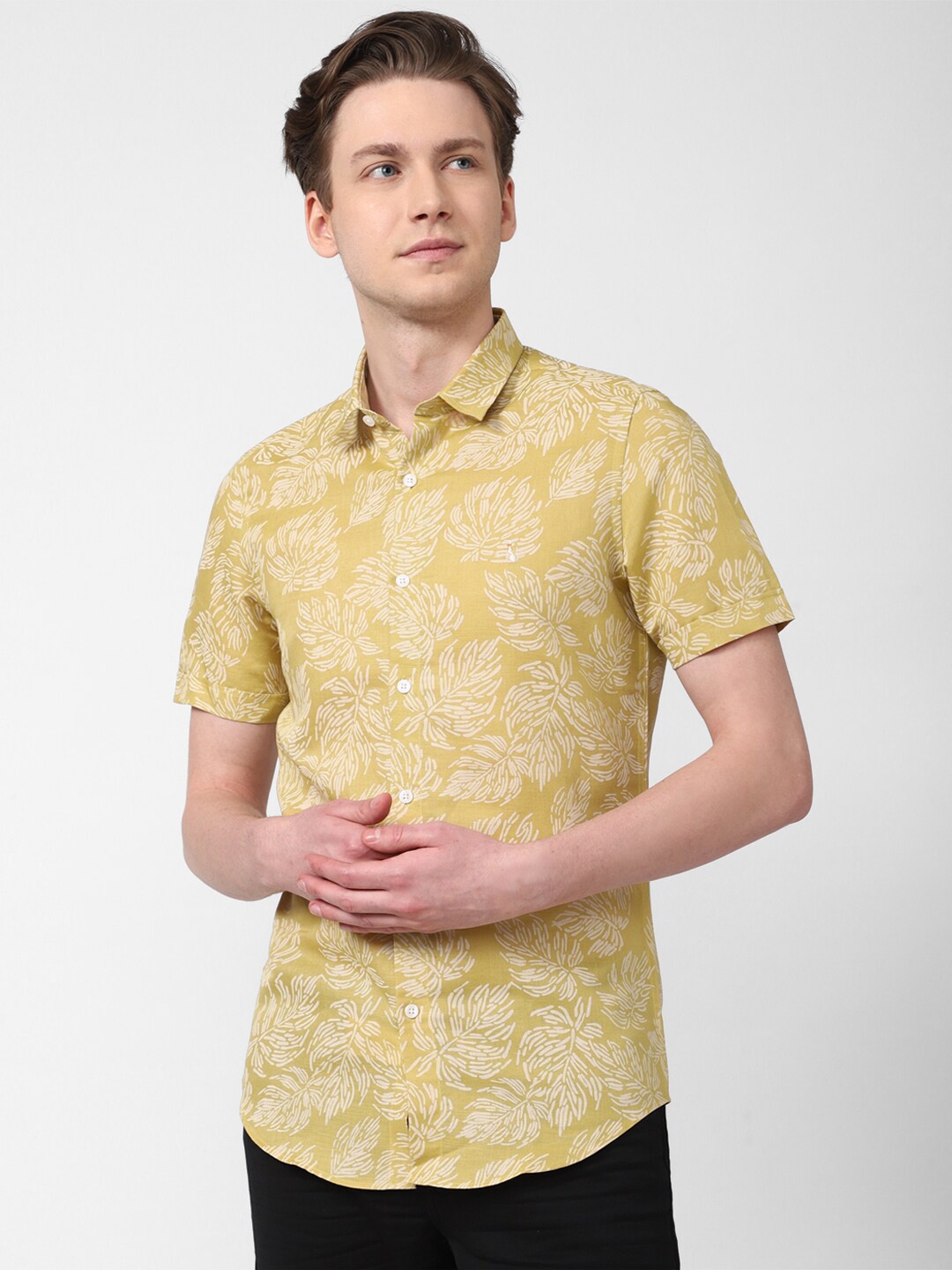 

SIMON CARTER LONDON Slim Fit Floral Opaque Printed Casual Shirt, Yellow