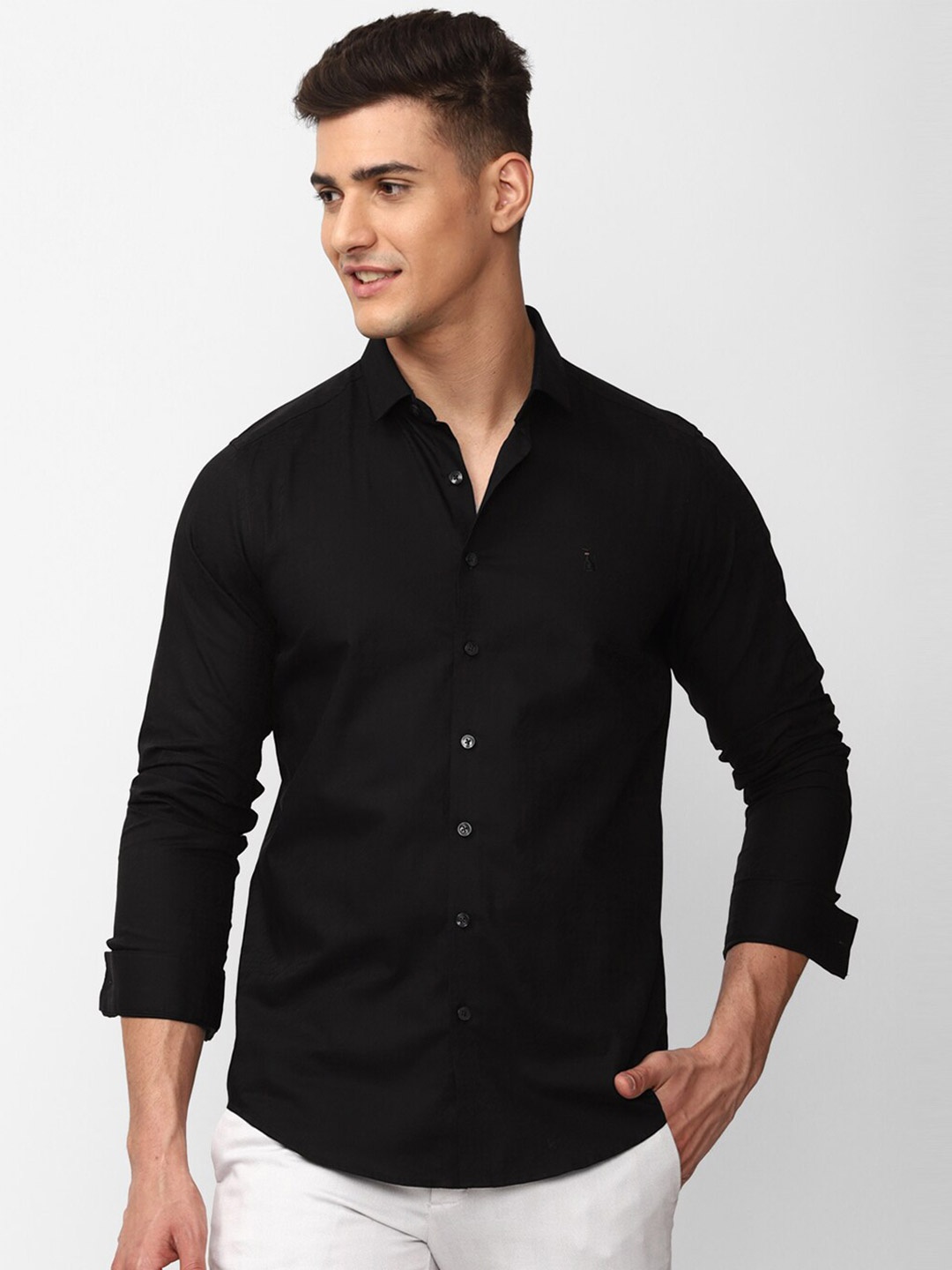 

SIMON CARTER LONDON Slim Fit Pure Cotton Casual Shirt, Black