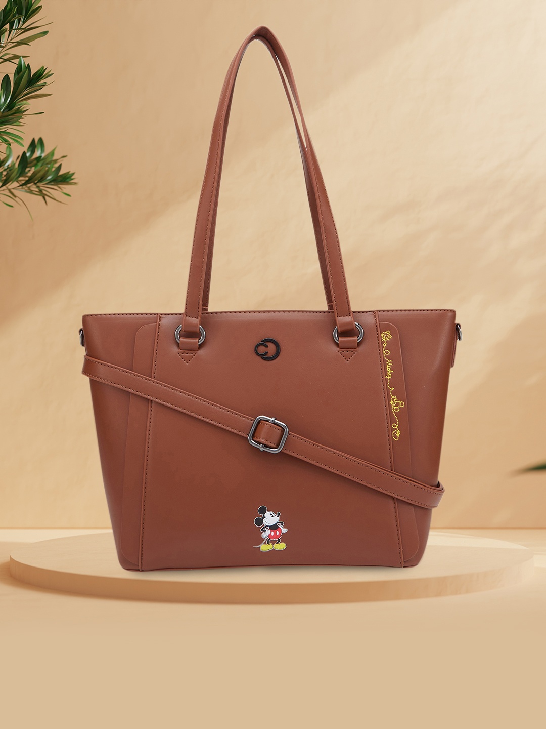 

Caprese Mickey Mouse Printed Structured Tote Bag, Tan