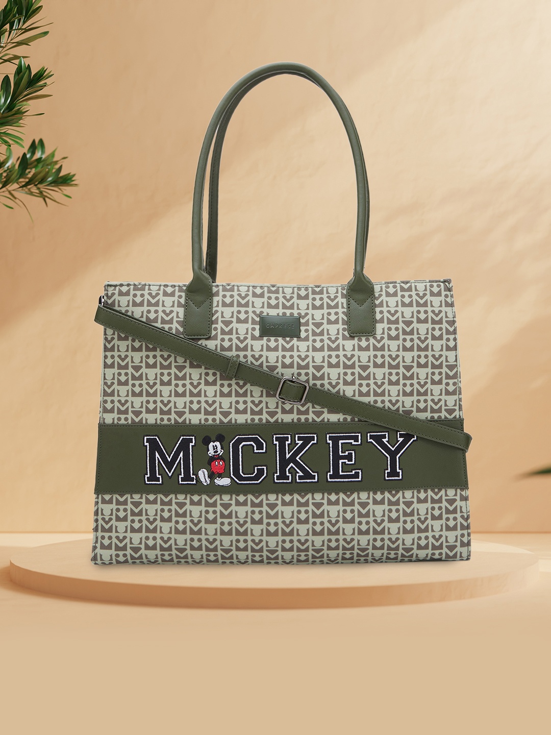 

Caprese Disney Inspired Mickey Mouse Printed Laptop Shoulder Bag, Olive