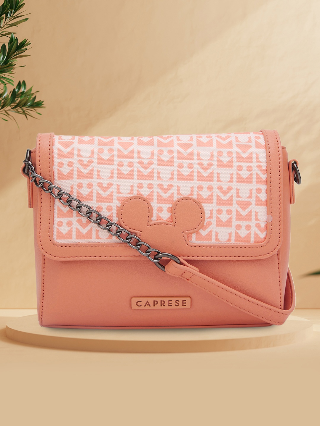 

Caprese Disney Inspired Mickey Mouse Printed Sling Bag, Coral