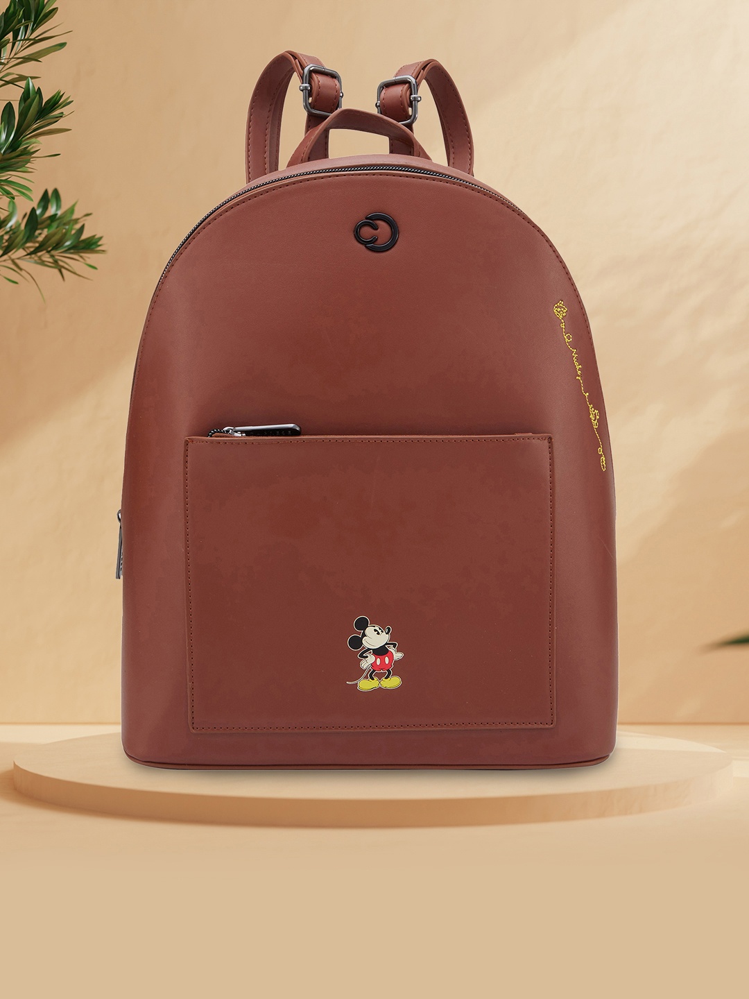 

Disney Inspired Printed Mickey Mouse Collection Backpack with Hip Strap, Tan