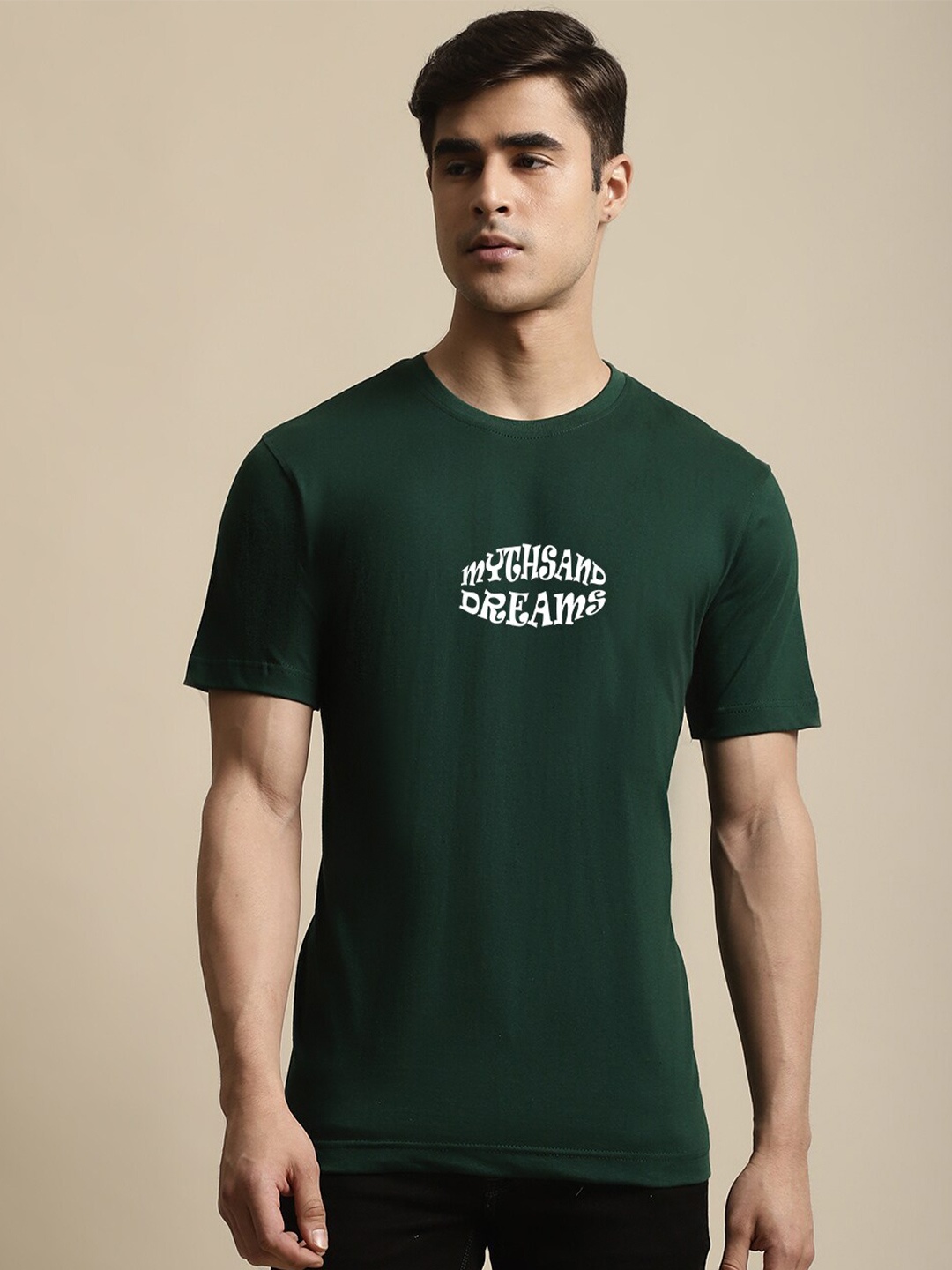 

Miaz Lifestyle Typography Printed Running Cotton T-shirt, Green