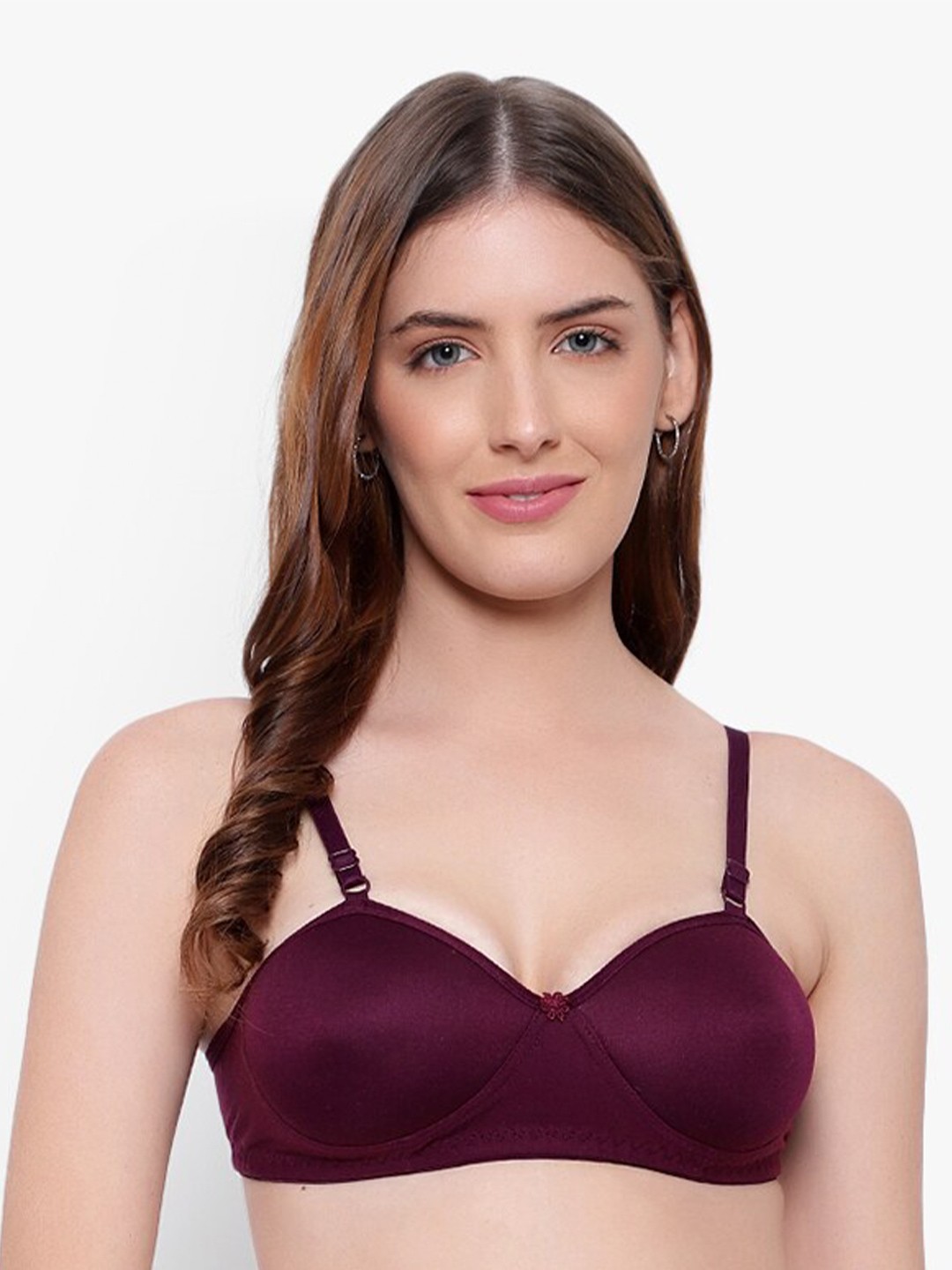 

KYODO Lightly Padded Non-Wired All Day Comfort Seamless Cotton T-Shirt Bra, Purple