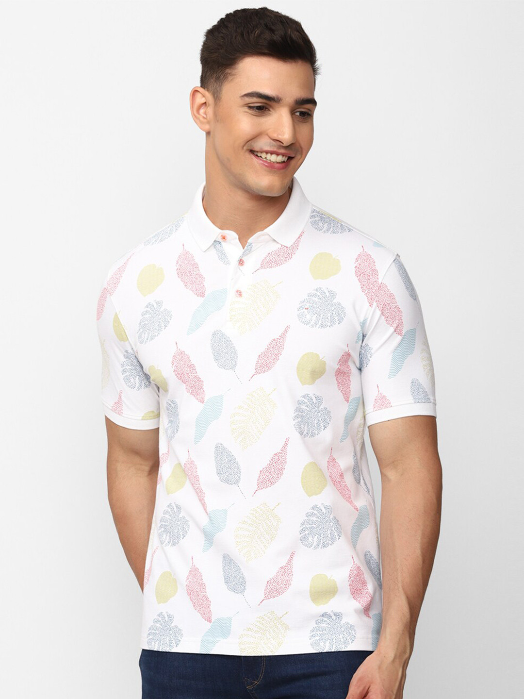 

SIMON CARTER LONDON Conversational Printed Polo Collar Slim Fit T-shirt, White