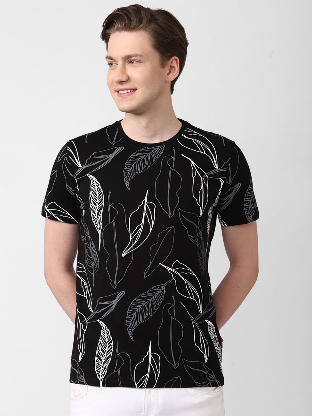 

SIMON CARTER LONDON Conversational Printed Polo Collar Slim Fit T-shirt, Black