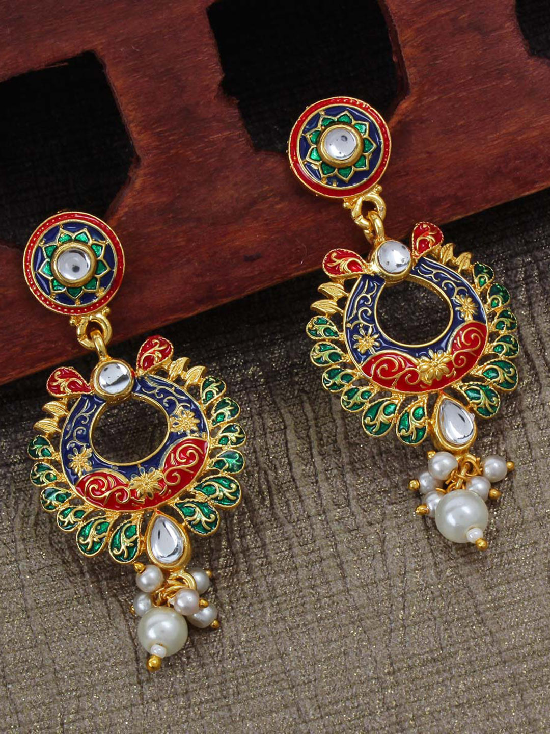 

STEORRA JEWELS Gold-Plated Contemporary Drop Earrings