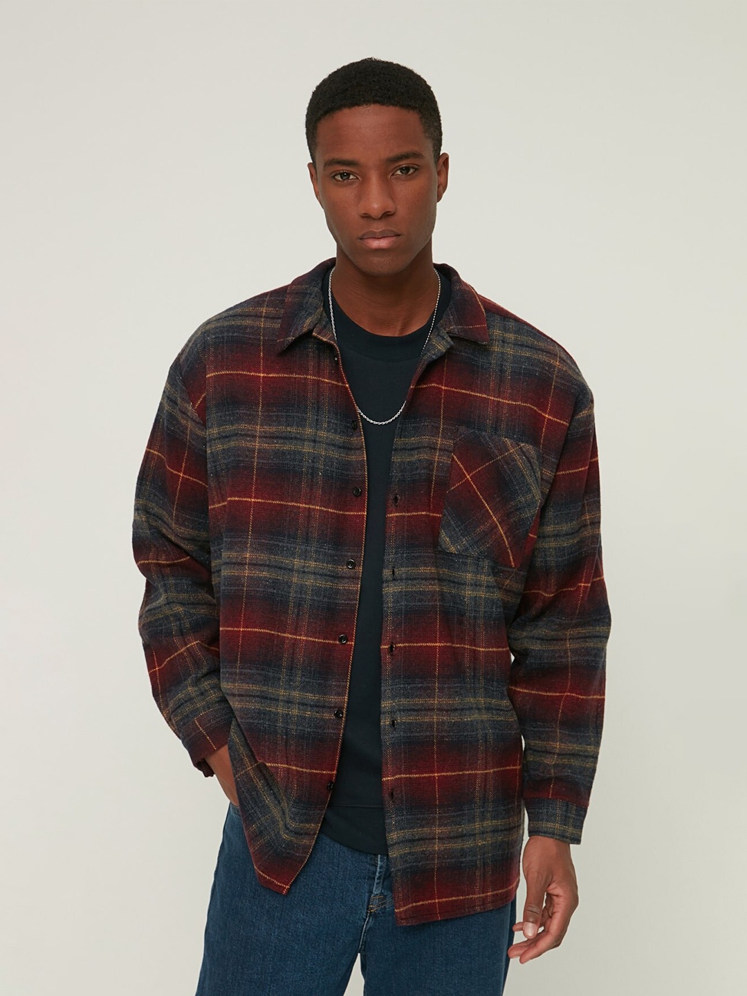 

Trendyol Regular Fit Tartan Checked Casual Shirt, Burgundy