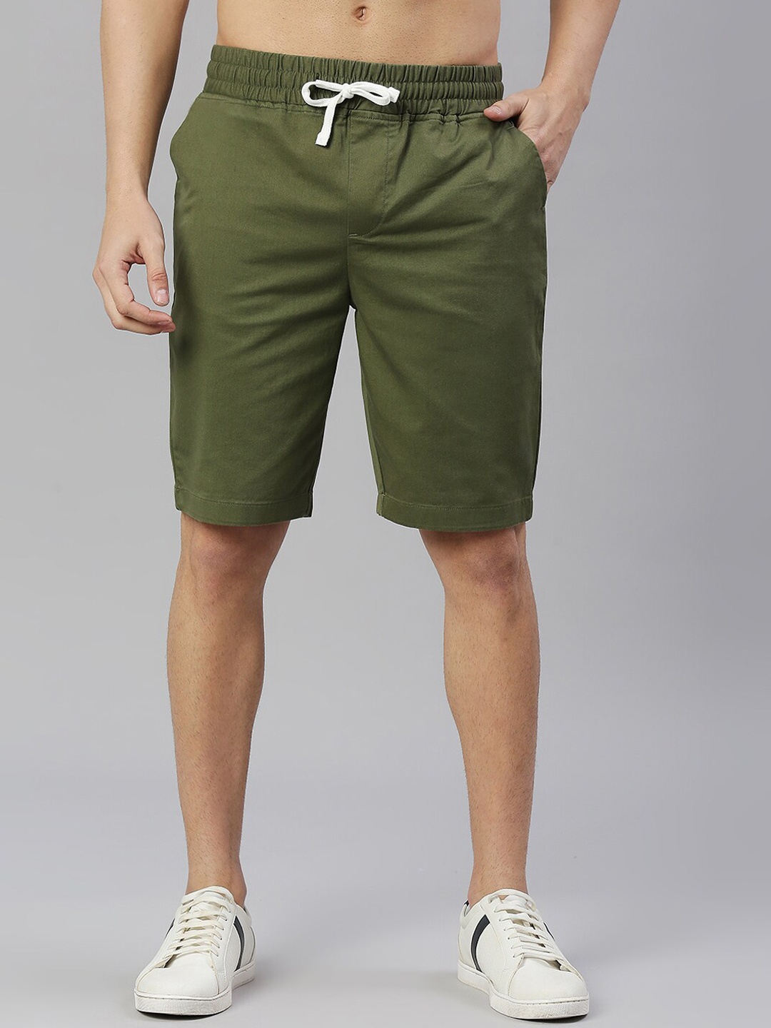 

Thomas Scott Men Mid-Rise Slim Fit Shorts, Olive