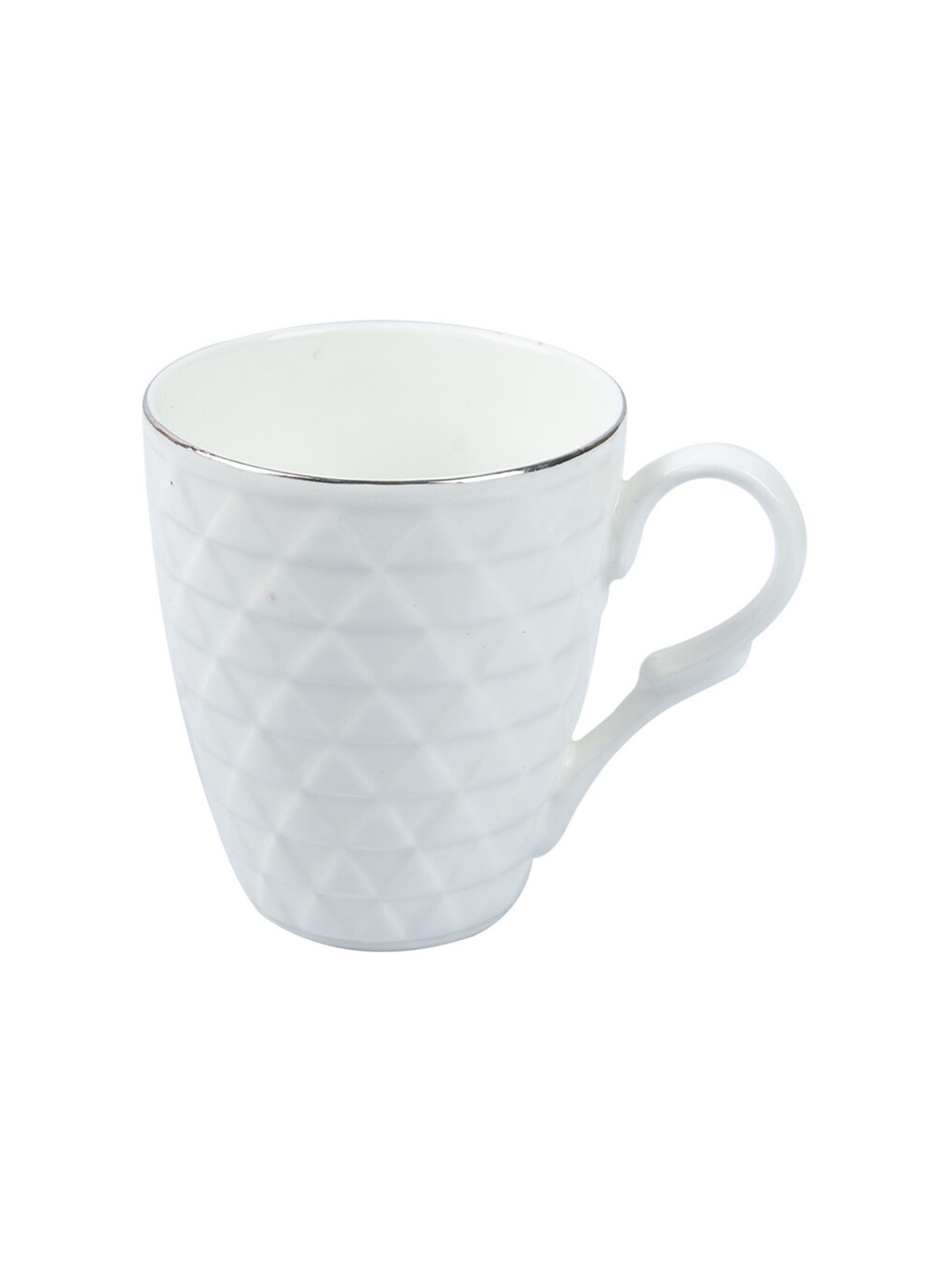 

MARKET99 White Textured Ceramic Glossy Coffee Mug 250 ml