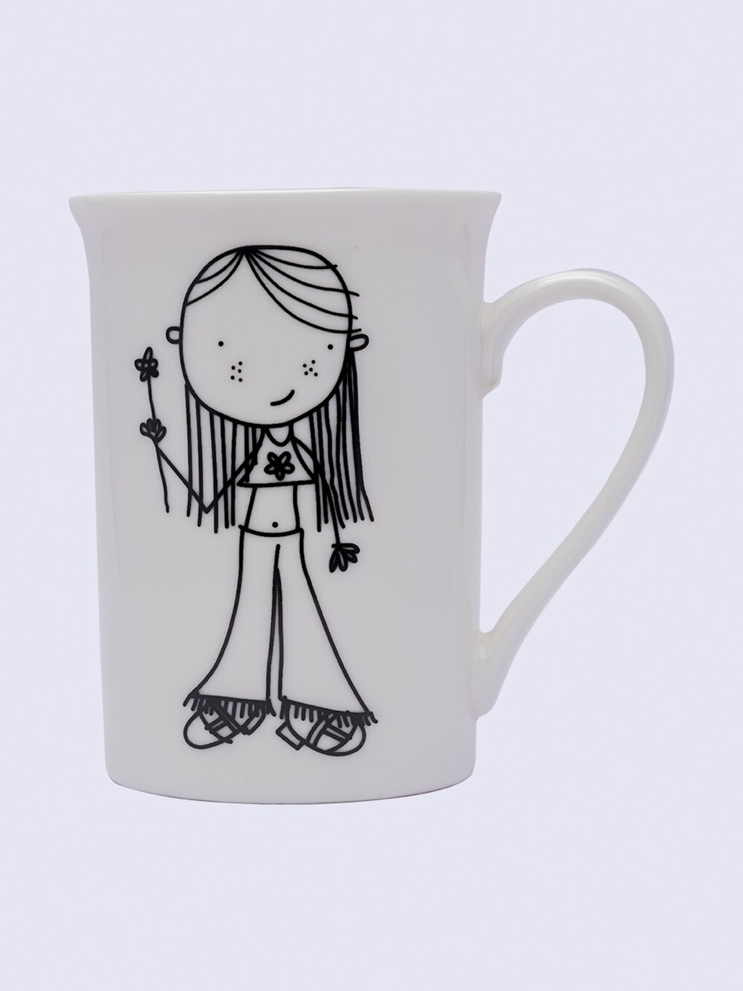 

MARKET99 White & Black Printed Ceramic Glossy Coffee Mug 320 ml