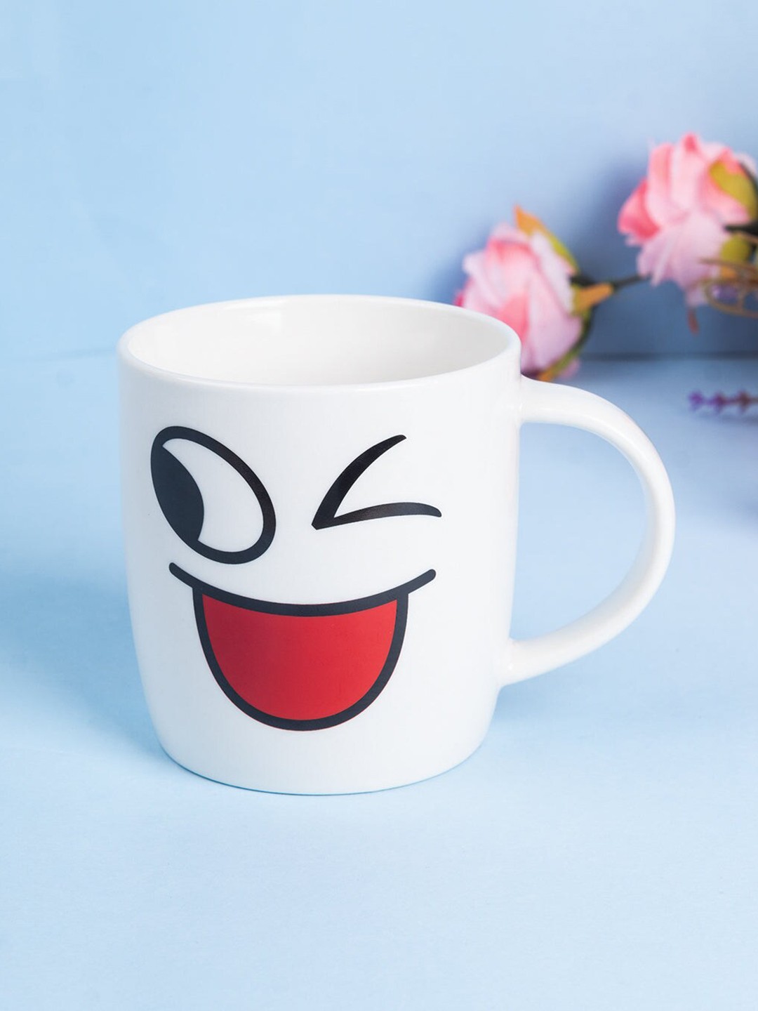

MARKET99 White & Red Printed Ceramic Glossy Coffee Mug 280 ml