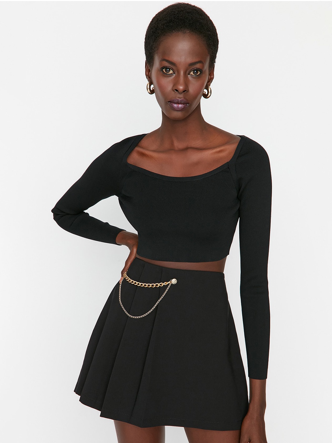 

Trendyol Pleated Flared Mini Skirt, Black