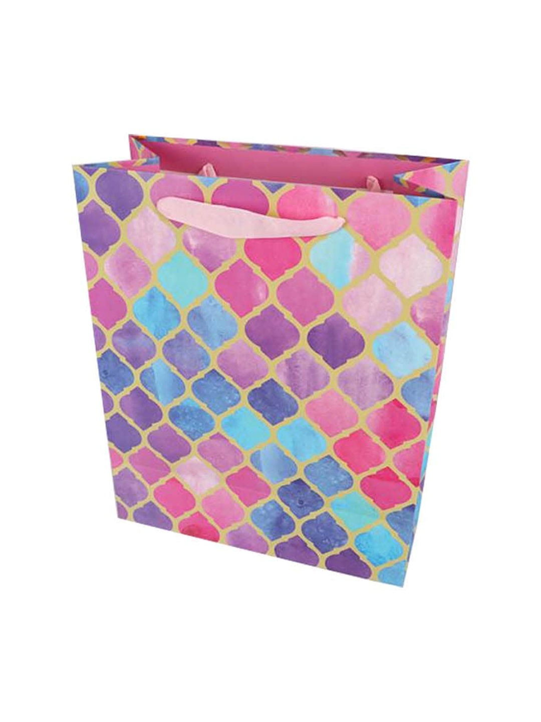 

MARKET99 Set Of 3 Printed Structured Paper Gift Bag, Pink