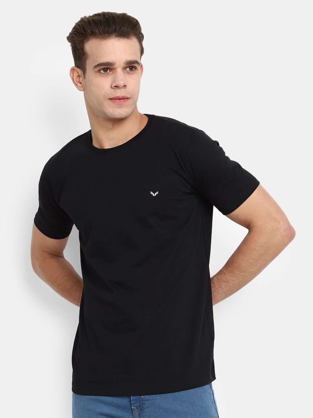 

V-Mart Slim Fit Casual Cotton T-shirt, Black