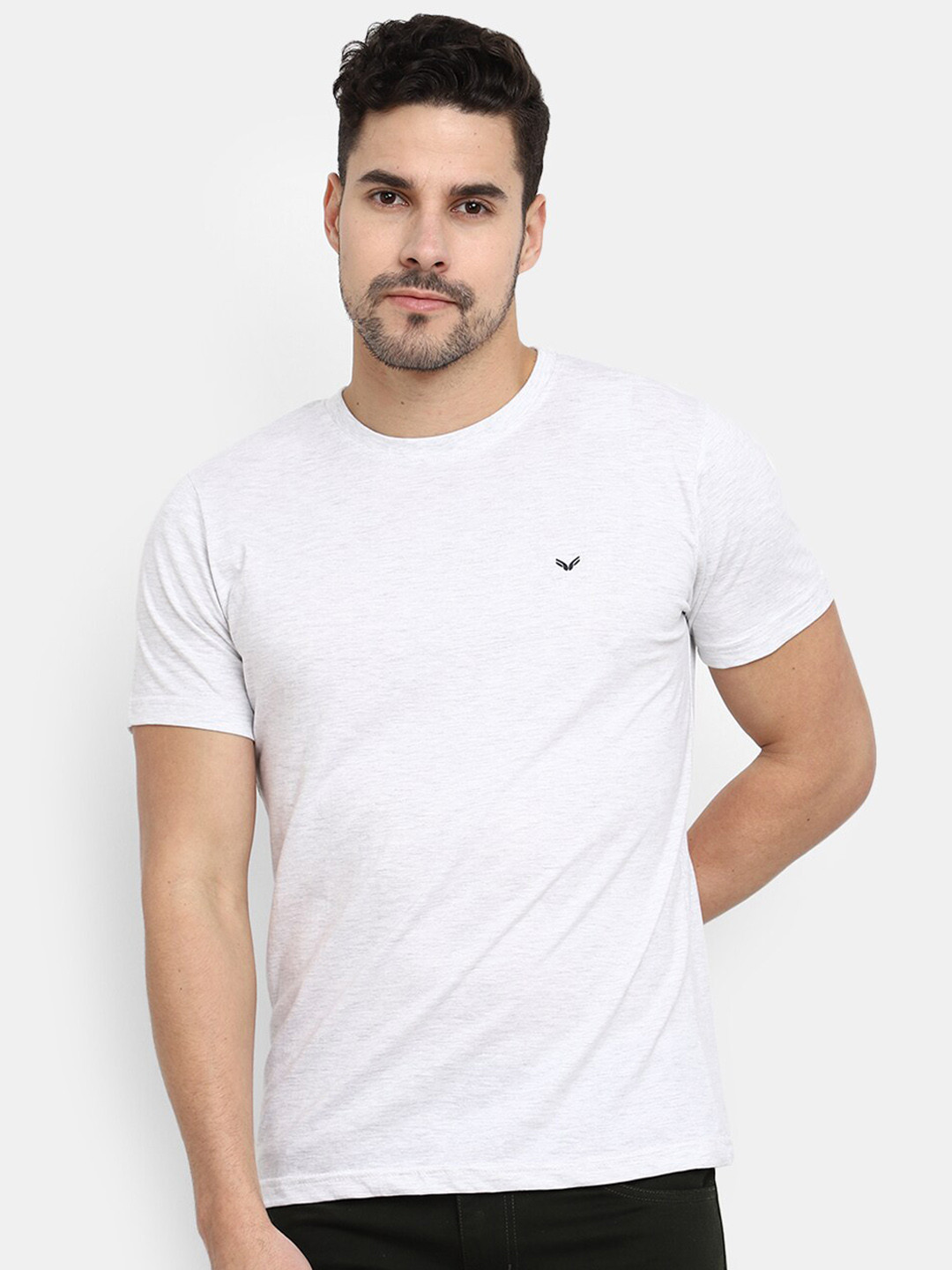 

V-Mart Slim Fit Casual Cotton T-shirt, White