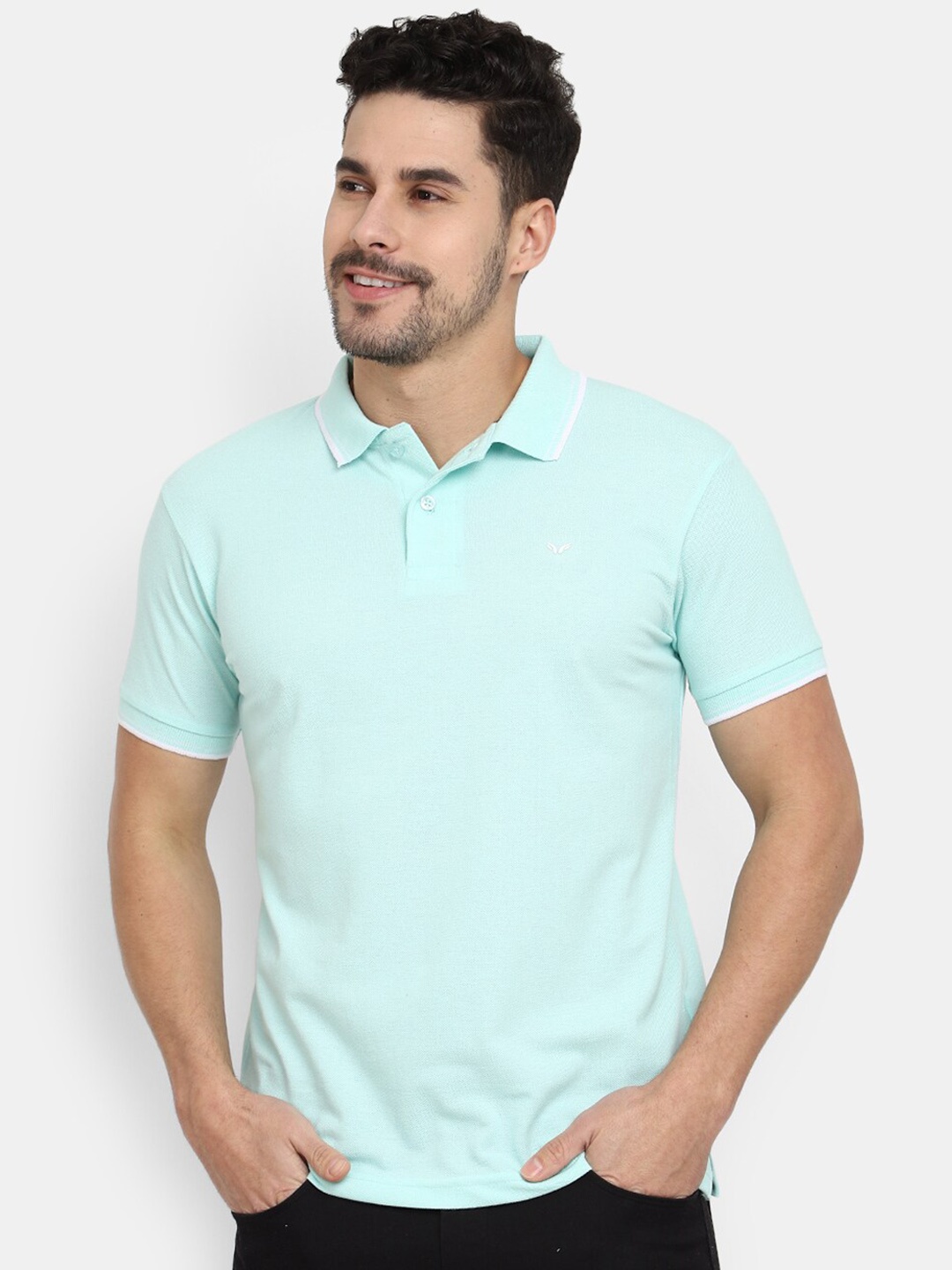 

V-Mart Polo Collar Short Sleeves Cotton T-shirt, Sea green