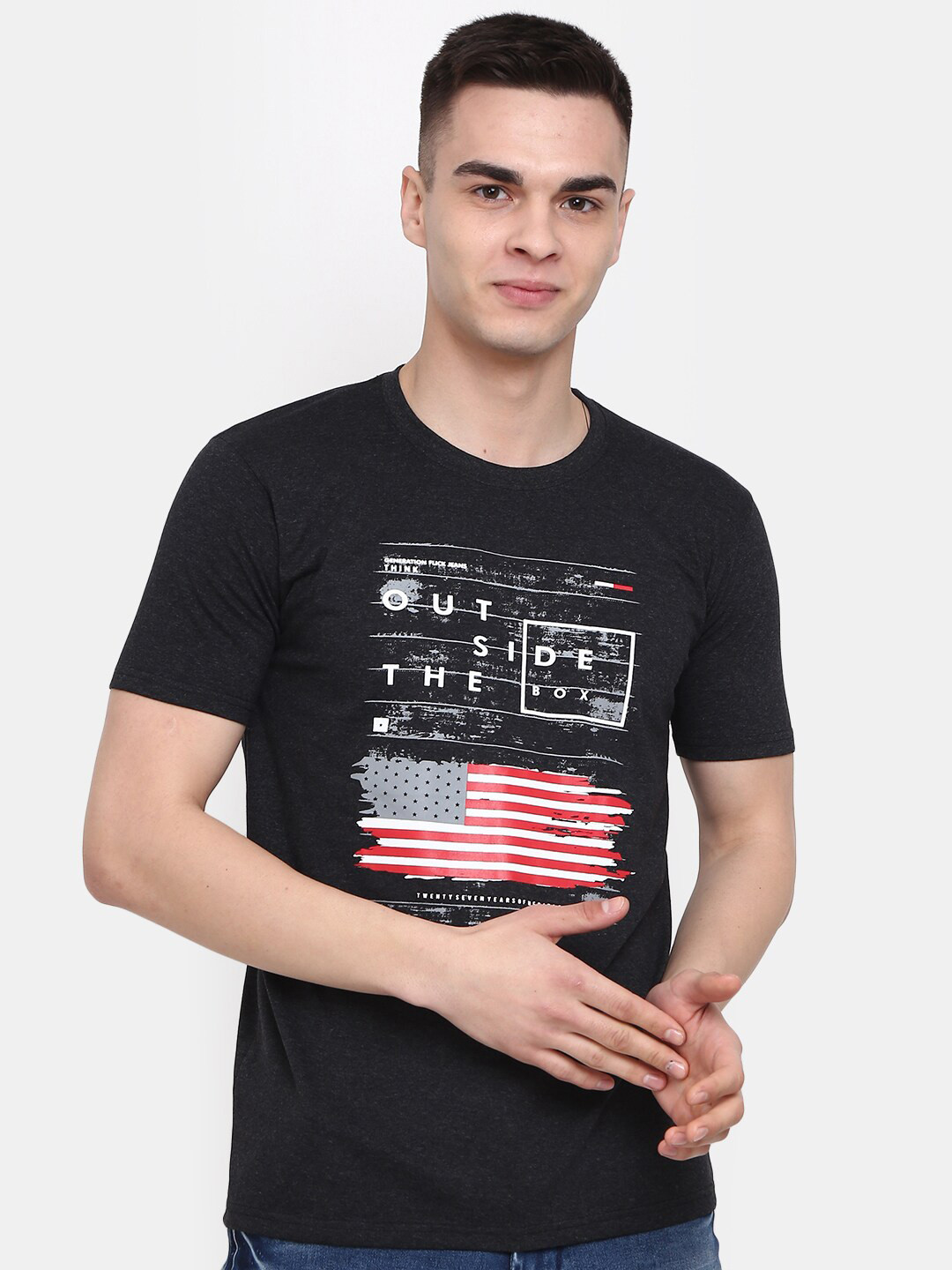 

V-Mart Graphic Printed Cotton T-shirt, Grey