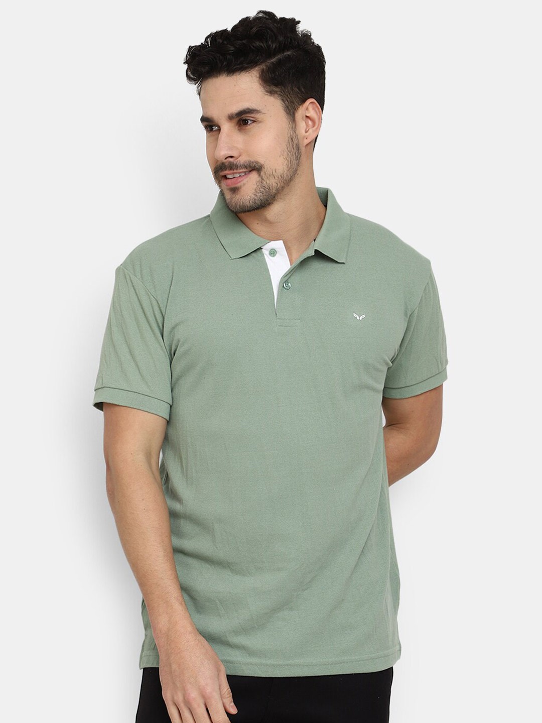 

V-Mart Polo Collar Short Sleeves Cotton T-shirt, Green