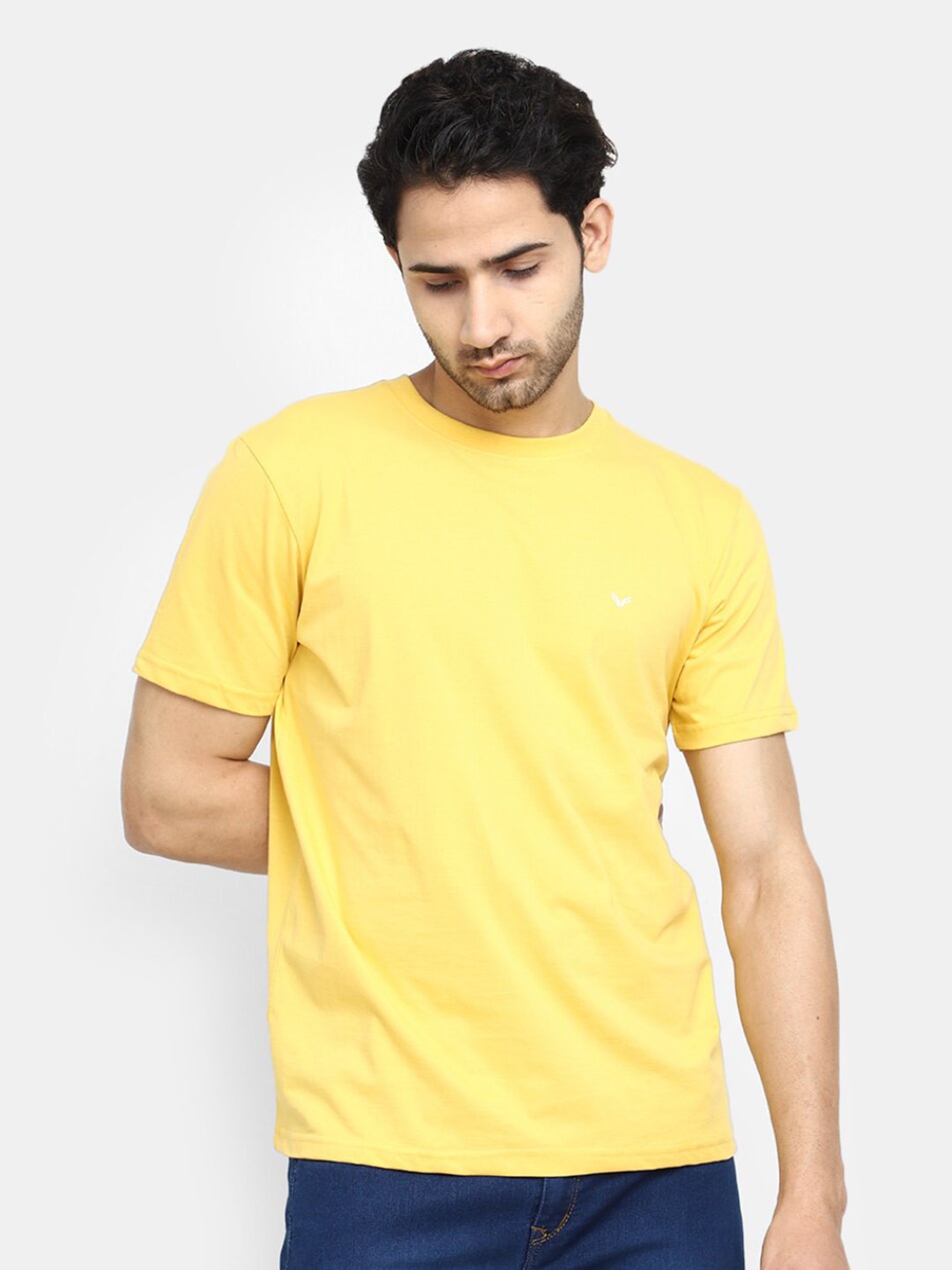 

V-Mart Slim Fit Casual Cotton T-shirt, Yellow