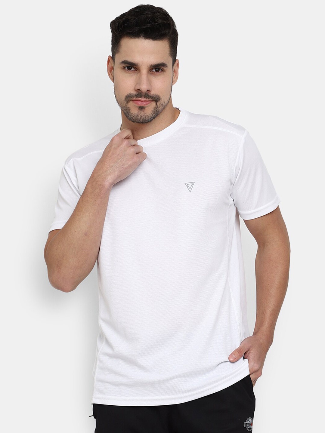 

V-Mart Self Designed Knitted Casual Cotton T-shirt, White