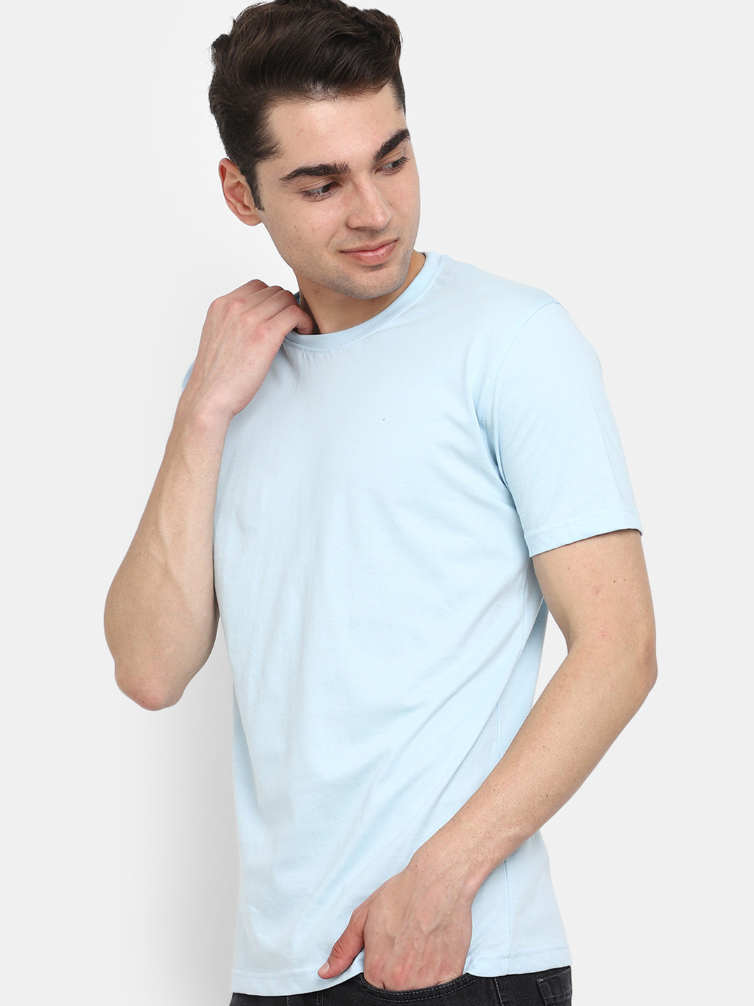 

V-Mart Round Neck Cotton Slim Fit T-shirt, Blue