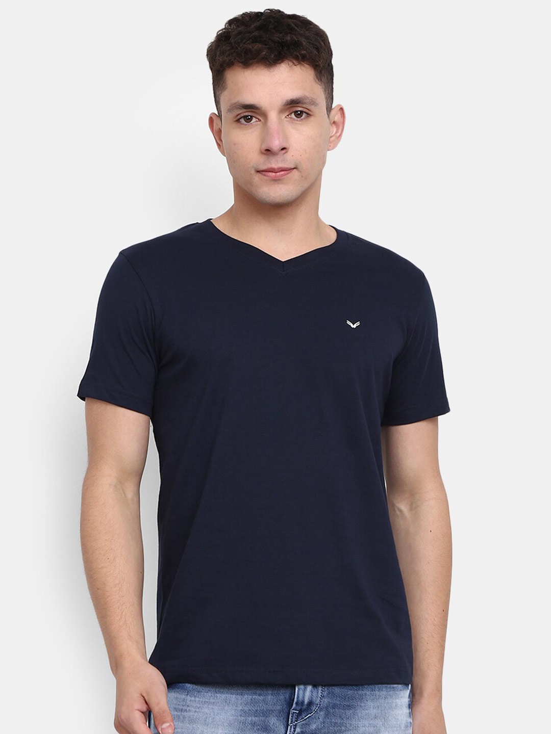 

V-Mart V-Neck Cotton Slim Fit T-shirt, Navy blue