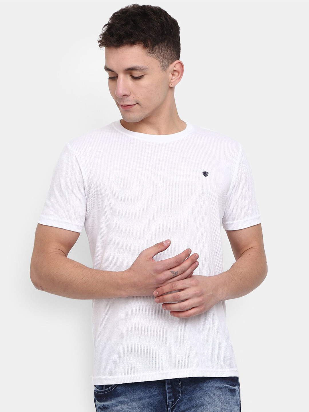 

V-Mart Slim Fit Casual Cotton T-shirt, White