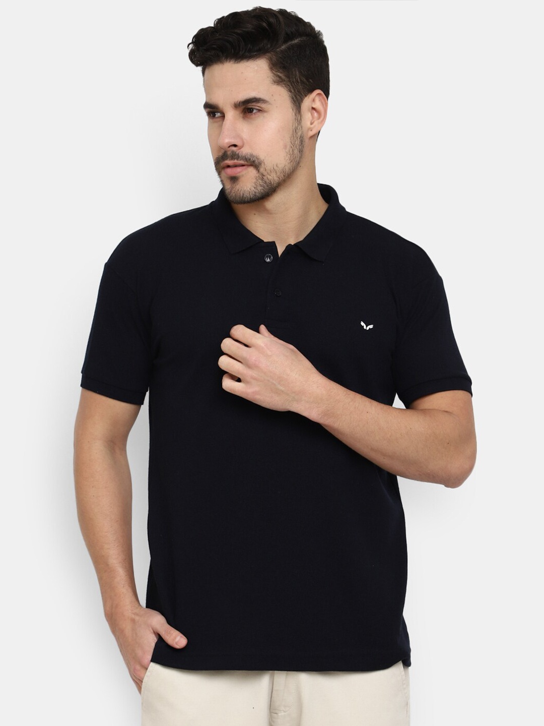 

V-Mart Polo Collar Casual Cotton T-shirt, Black