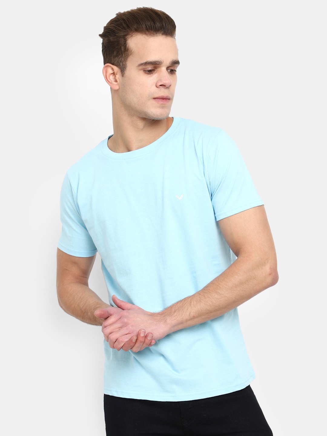 

V-Mart Round Neck Cotton Slim Fit T-shirt, Blue