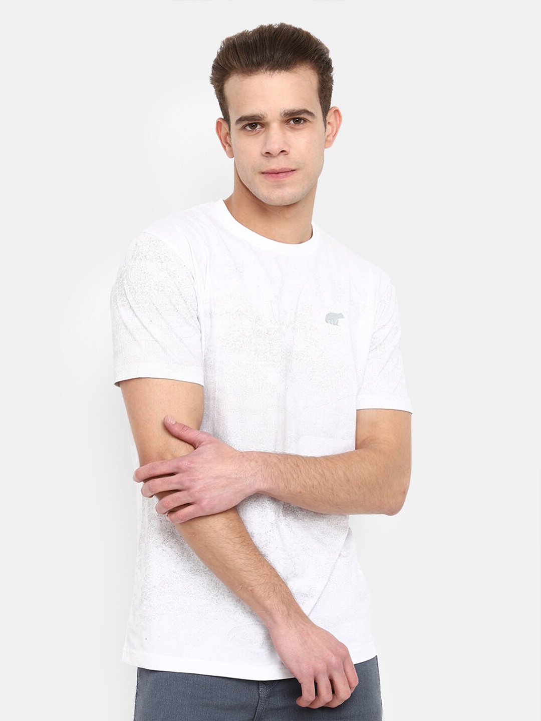 

V-Mart Round Neck Short Sleeves Slim Fit Cotton T-Shirt, White