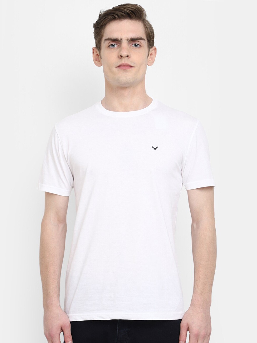 

V-Mart Round neck Short Sleeves Slim Fit Cotton T-shirt, White