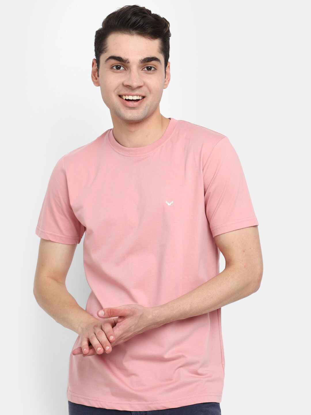 

V-Mart Round Neck Cotton Slim Fit T-shirt, Pink