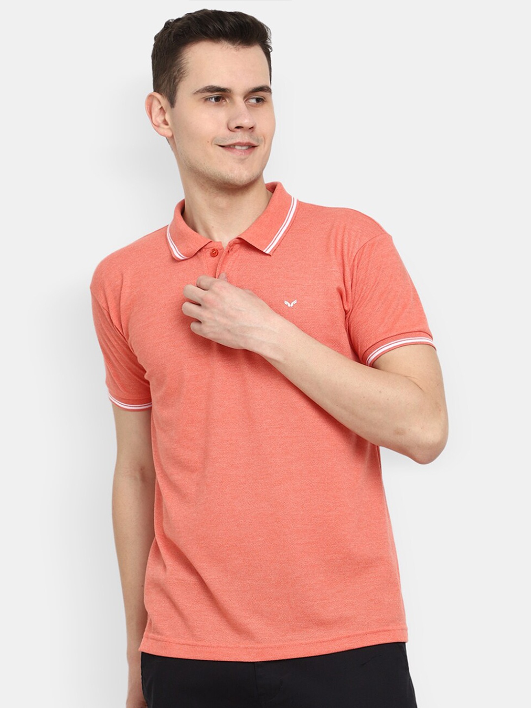 

V-Mart Polo Collar Short Sleeves Cotton T-shirt, Coral