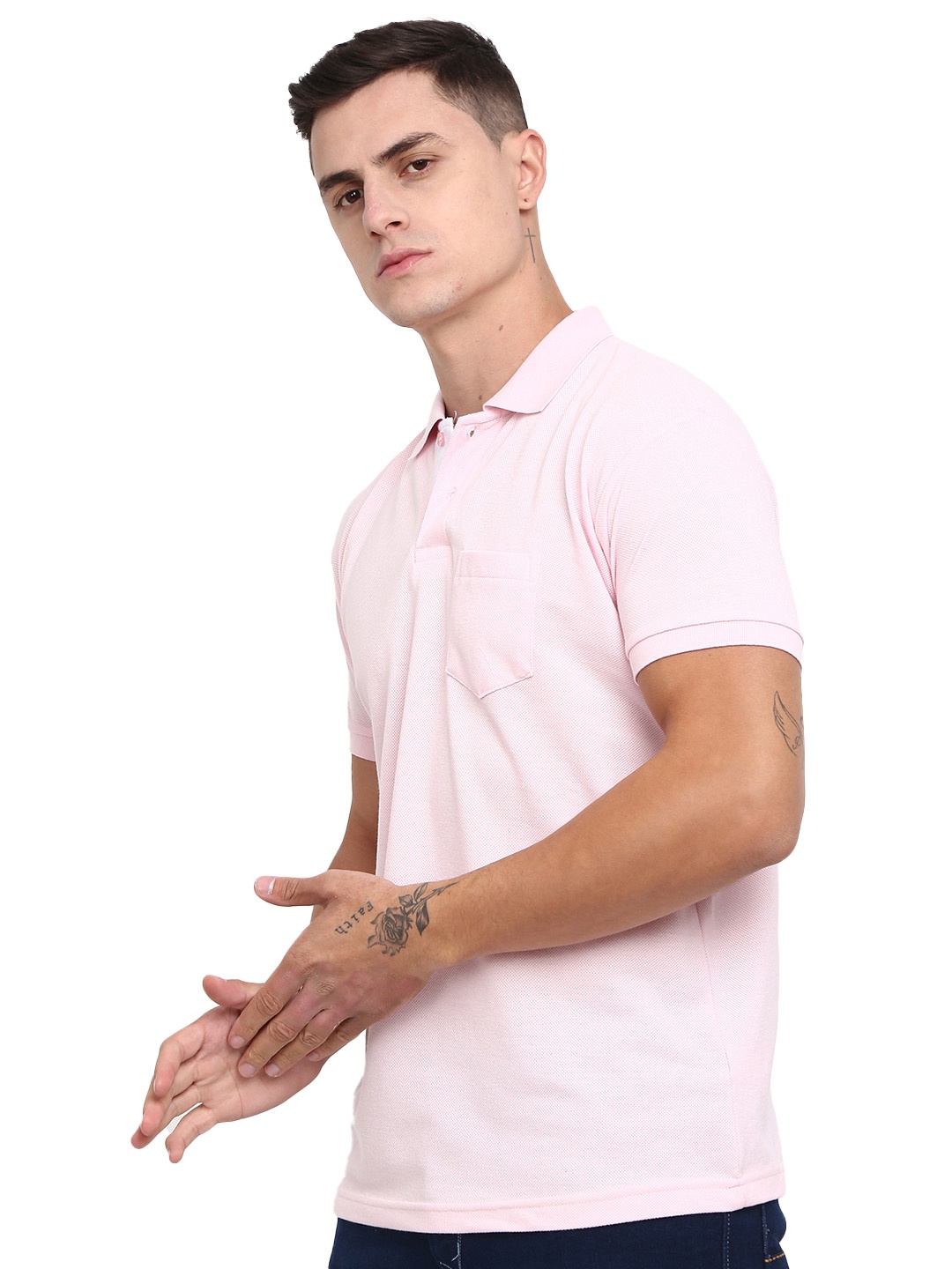 

V-Mart Men Polo Collar Short Sleeves Casual Cotton T-shirt, Pink